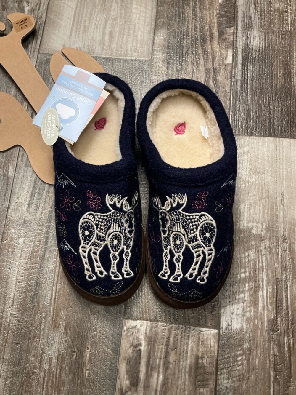Acorn Navy Embroidered Slip-On Slipper Size 8/9 - Picture 12 of 16